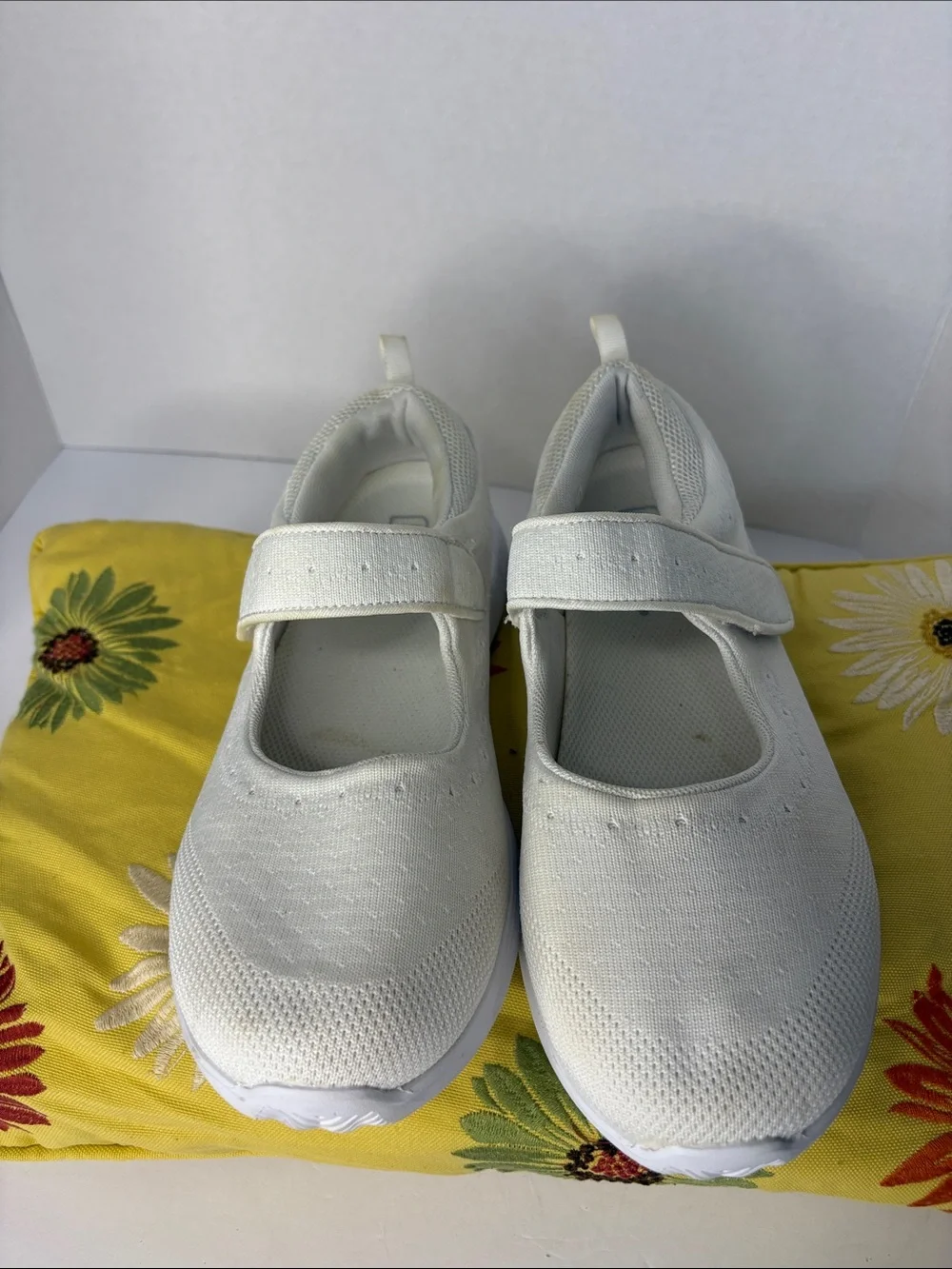 Propet TravelBound Mary Jane White Jersey Flats
